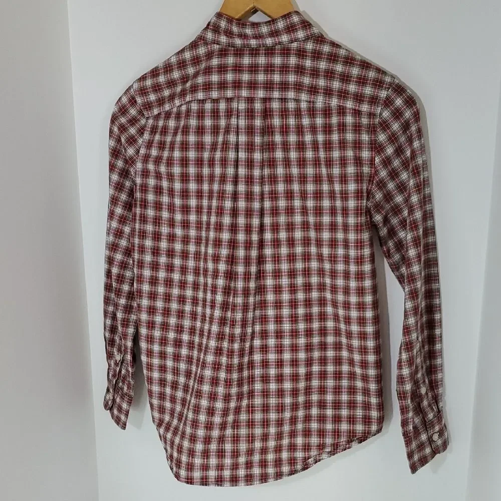 Polo by Ralph Lauren Boys Red Plaid Button Down Long Sleeve Shirt Size M 10-12
